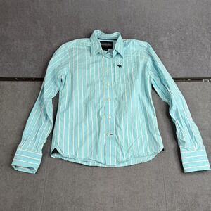 Abercrombie & Fitch  Shirt Medium Blue White Striped Long Sleeve Cotton M